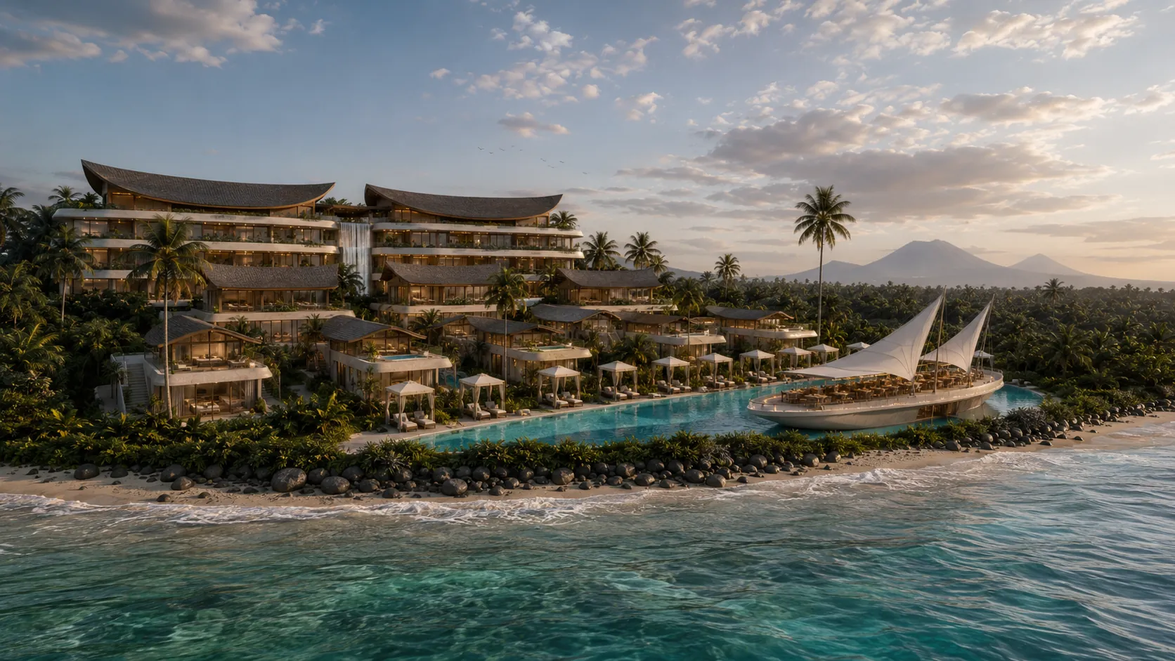 Aurora Sanur — комплекс з моря вдень